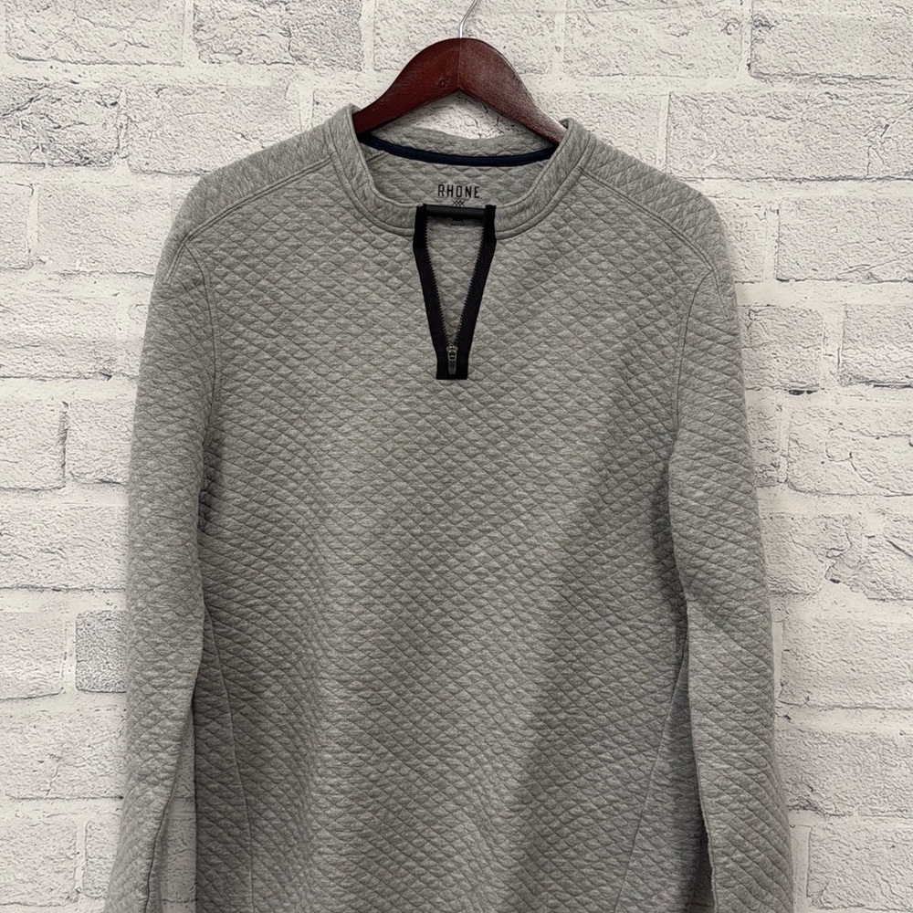 RHONE Gray Quilted Zip-Up Sweater Men’s Size Medium